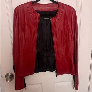 Nanette Lepore Vibrant Red Leather Jacket